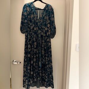 Floral Velvet green Dress